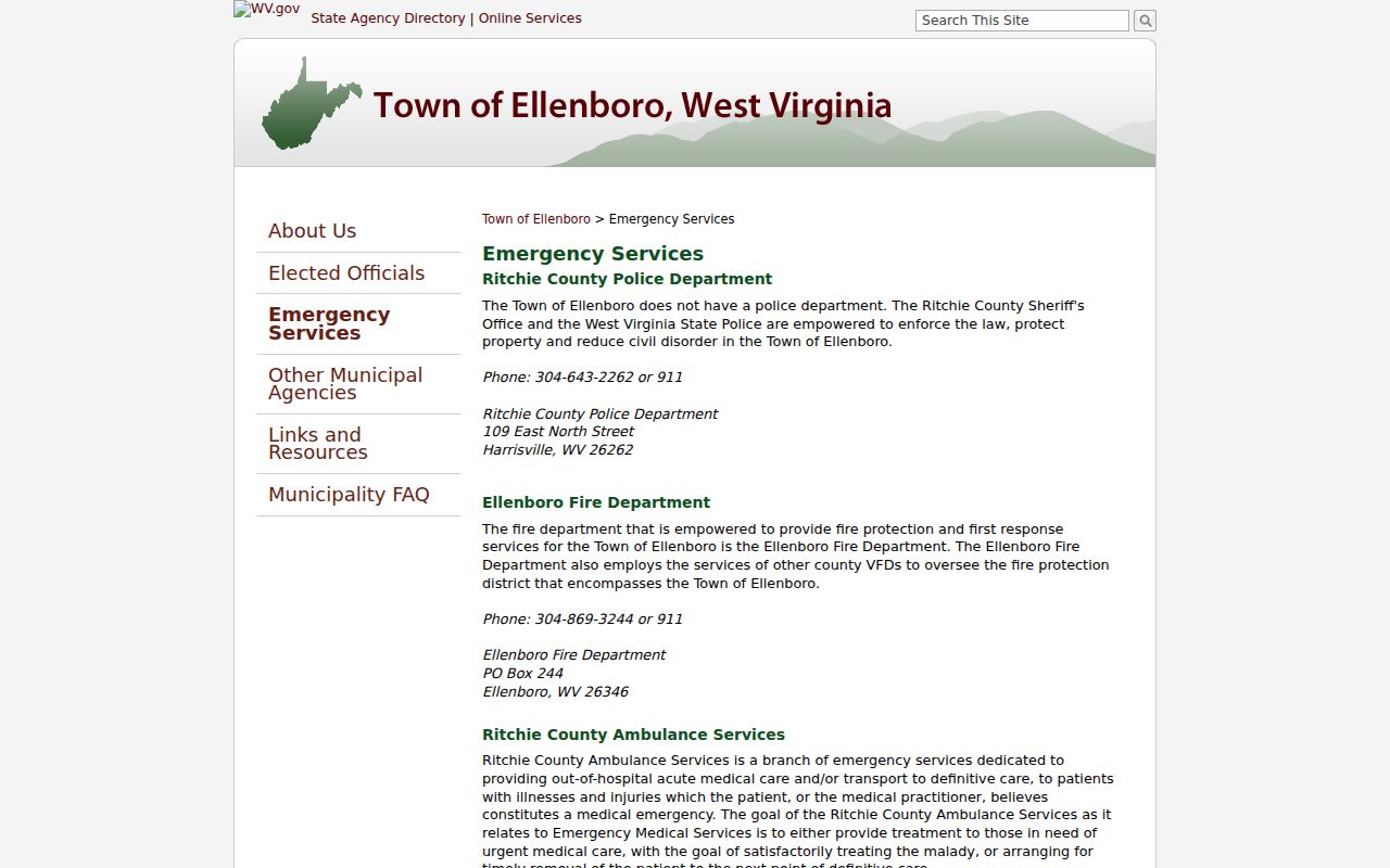 Ellenboro criminal records coverage by the Sheriff and West Virginia State Police