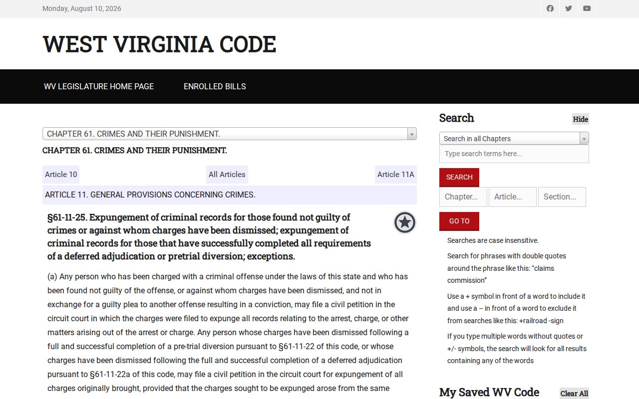 Pennsboro criminal records non-conviction expungement law