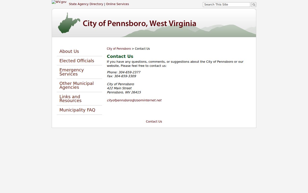 Pennsboro criminal records City Hall contact page