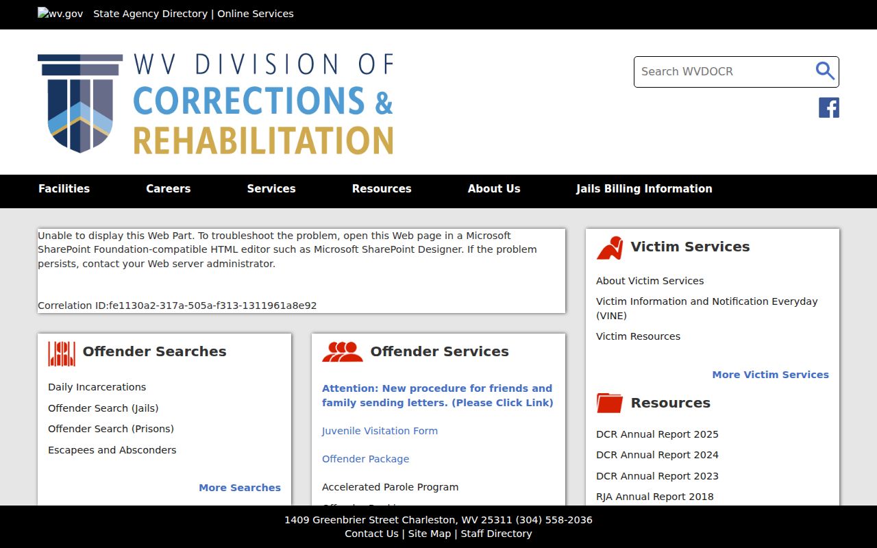 WVDCR services for Ritchie County recent arrests and custody