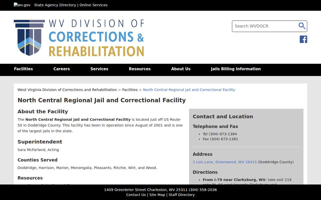 North Central Regional Jail for Ritchie County arrest bookings