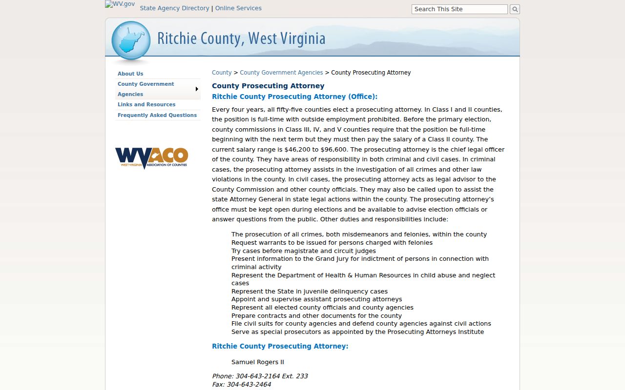 Ritchie County prosecuting attorney role after an arrest