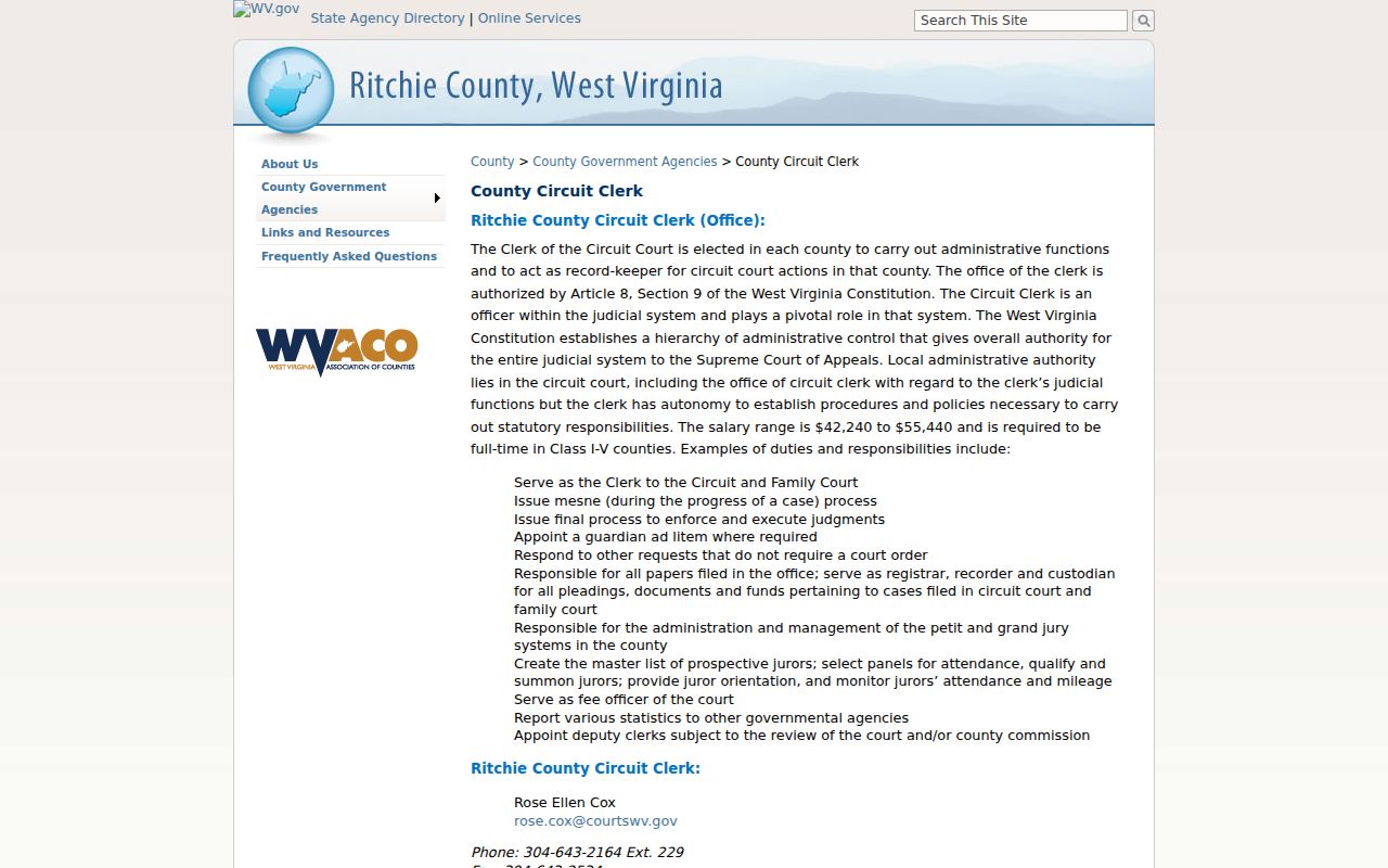 Ritchie County Circuit Clerk criminal court case information