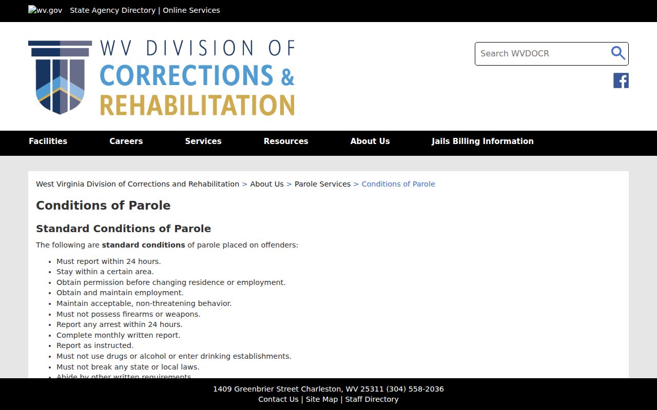 Ritchie County sex offender registration duty in West Virginia parole conditions