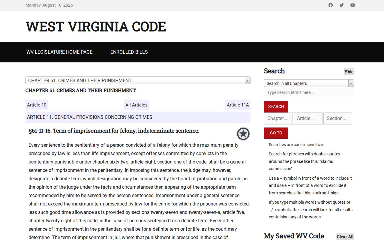 Ritchie County registry offense labels and West Virginia crime definitions